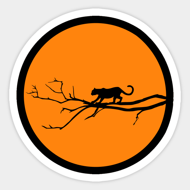 Silhouette puma on tree Sticker by Insignis